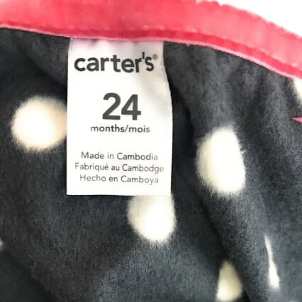 Carter's Baby Girls Navy Blue Polka Dot Fleece Hoodie Sweater Size 24 mos.